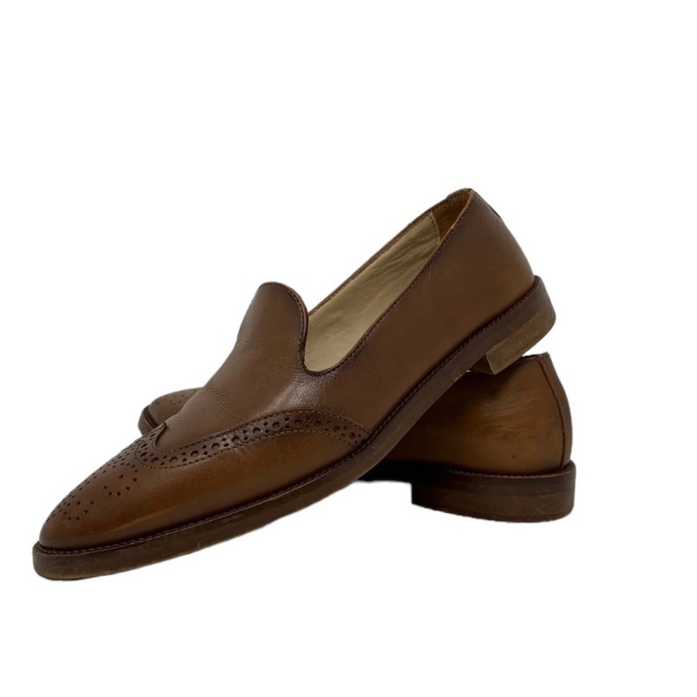 Vtg Massimo Dutti Womens Sz 38 US 7.5 Brown Leather Loafers Portugal Classic